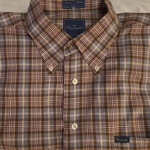 Faconnable Men's Brown Plaid Shirt